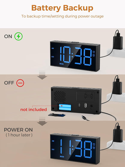 Vibrating Alarm Clock for Heavy Sleepers with Bed Shaker, 116dB Dual Alarms