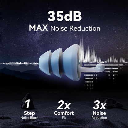 Ear Plugs for Sleeping, 35dB Reusable Soft Silicone Earplugs
