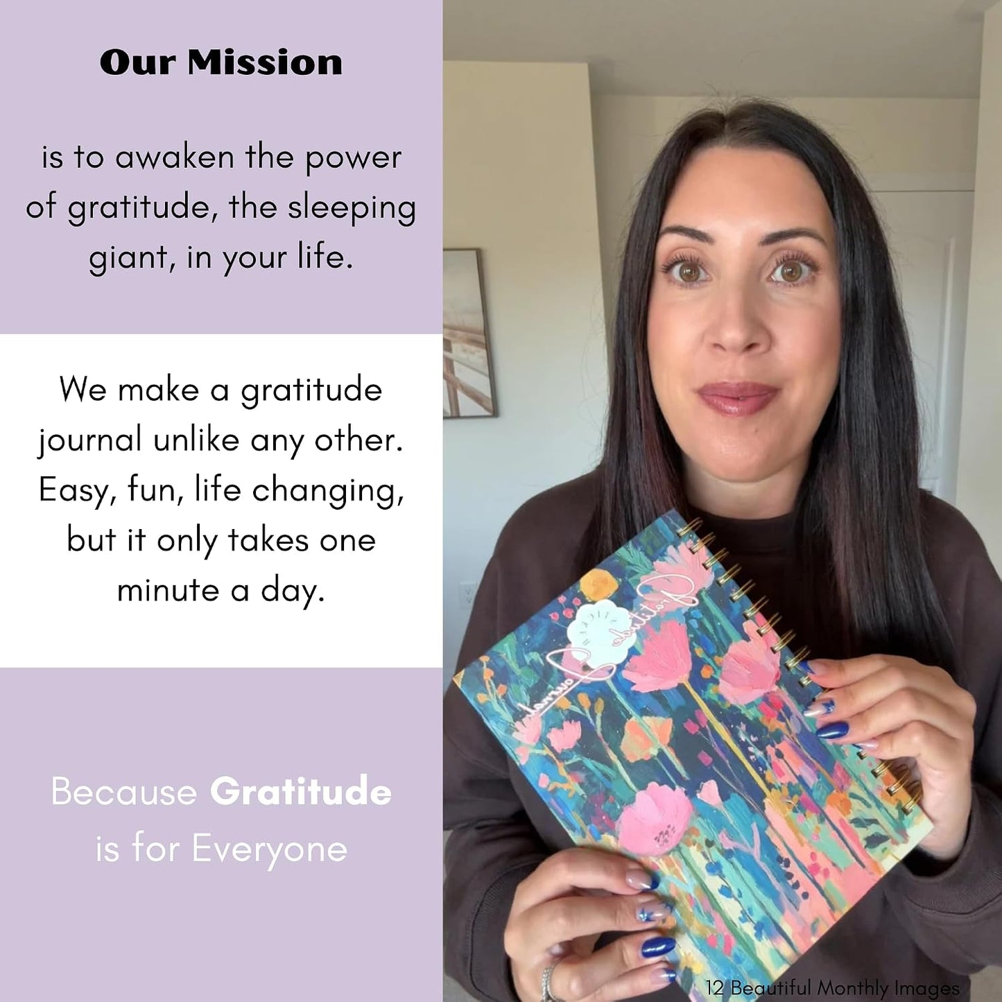 One Minute Gratitude Journal - One Line a Day - Daily Gratitude Sticker Journal for Happiness, Mindfulness, Positivity and Reflection - Hardcover Spiral Bound Yearly Diary for Personal Growth