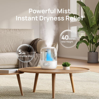 DREO 3L Humidifiers for Bedroom, 30H Runtime, 26 dB Quiet, Black