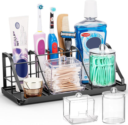 Toothbrush Holders for Bathroom,Black,Stainless Steel,Detachable,Tray,3 Slot