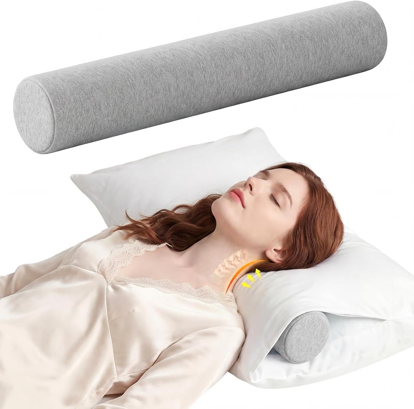 Neck Roll Pillow for Neck Pain Relief - Memory Foam Neck Support Pillow for Bed | Round Neck Pillow for Sleeping, 15.7 * 6 * 6 inch (Cool-Blue)