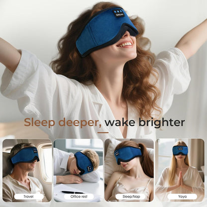 3D Bamboo Cotton Sleep Mask with Bluetooth 5.4 Headphone, Music Wireless Bluetooth Blackout Eye Mask for Side Sleepers, Earphones HD Speaker Microphone for Travel, Gifts for Women Men, Grey