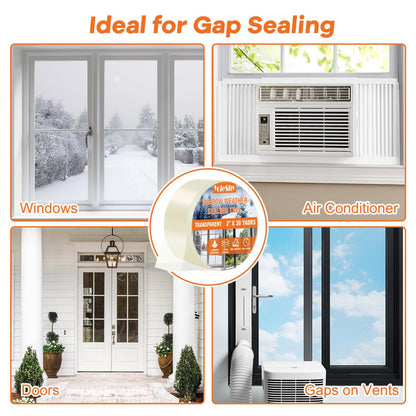 YoleShy 3 Pack Transparent Window Weather Sealing Tape 2 Inch x 30 Yards No Residue Heavy Duty Window Insulation for Winter Cold Draft Proof Gap Sealing, Total 90yds Air Conditioner Window Seal