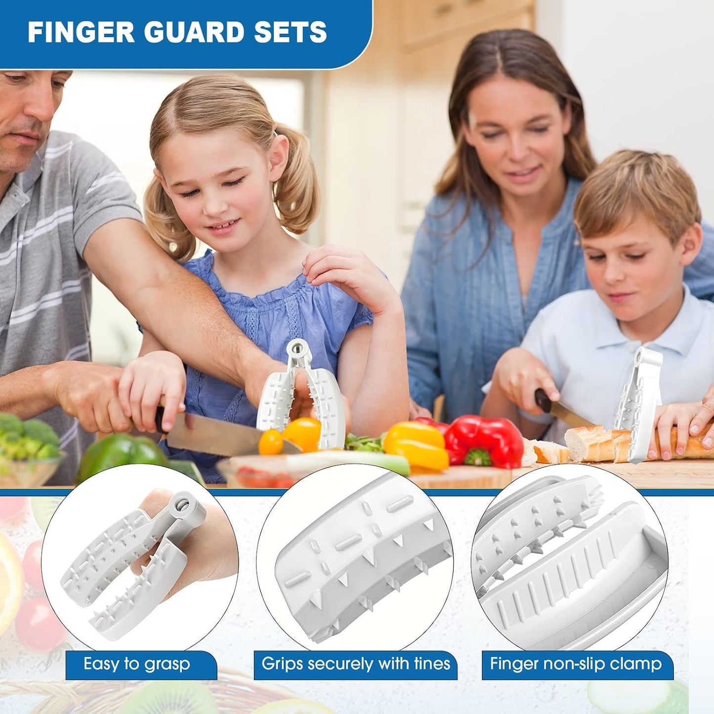 10 Pcs Finger Guard Set for Cutting Kitchen Protector Stainless Steel Knife Cot Safe Potato Butter Lettuce Crinkle Grater Vegetable Slicer Kids Chopping Tool, one size