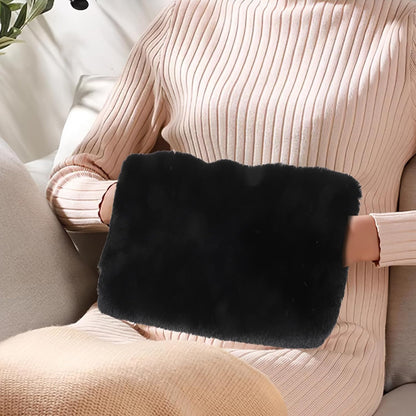DOITOOL Portable Plush Hand Warmer Muff for Women with Delicate Appearance, Warm Hands Clothing Accessory, for Traveling and Winter Weddings, Black Soft Faux Fur Arm Warmer Pouch