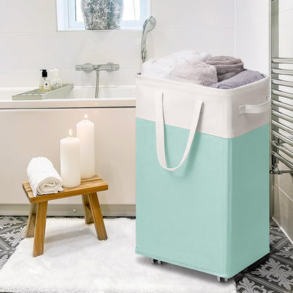 Goodpick 75L Laundry Basket with Wheels & Removable Wash Bag for Dorm | Rolling Laundry Basket with Handles for Dirty Clothes, Fodable Hamper for Laundry Room, Dorm Room Essentials, Grey