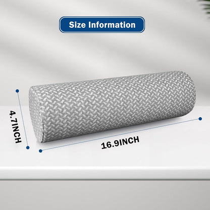 Cervical Neck Roll Pillow, Foam Round Bolster Pillow, Cylinder Pillows with Removable Washable Cover for Sleeping, Bed, Legs, Back, Yoga, Travel, Home, Office (Gray Style 1, 4inch H X 17inche L)