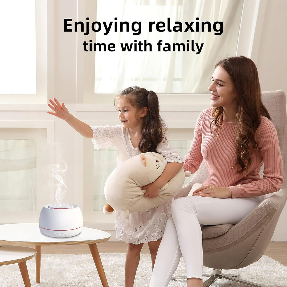 SEEDSEEL 300ML Essential Oil Diffuser,Ultrasonic Aromatherapy Diffuser, 7-Color Gradient Lights, Remote Control, 8 Hours Run Time, Suitable for Home,Office