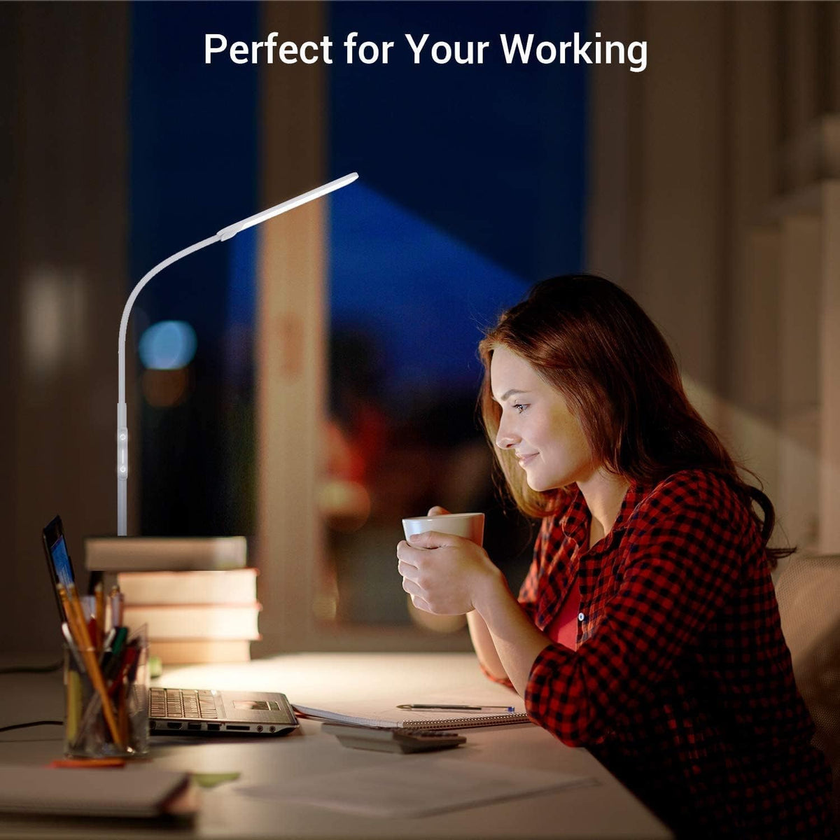 NXONE Led Floor Lamp,Modern Reading Adjustable Standing Height 4 Colors and Stepless Brightness Work Lamp for Living Room Bedroom Reading, Black