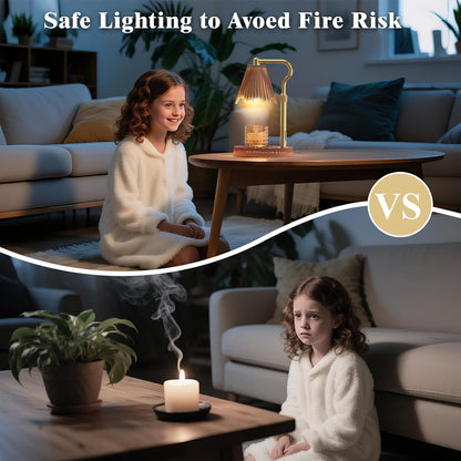 Flower Candle Warmer Lamp,Adjustable Timer & Dimmer(Black2) | Adjustable height fits jars. Timer & dimmer safe melt. 2 bulbs & heat-proof base. Perfect for bedroom, office, or gifting.