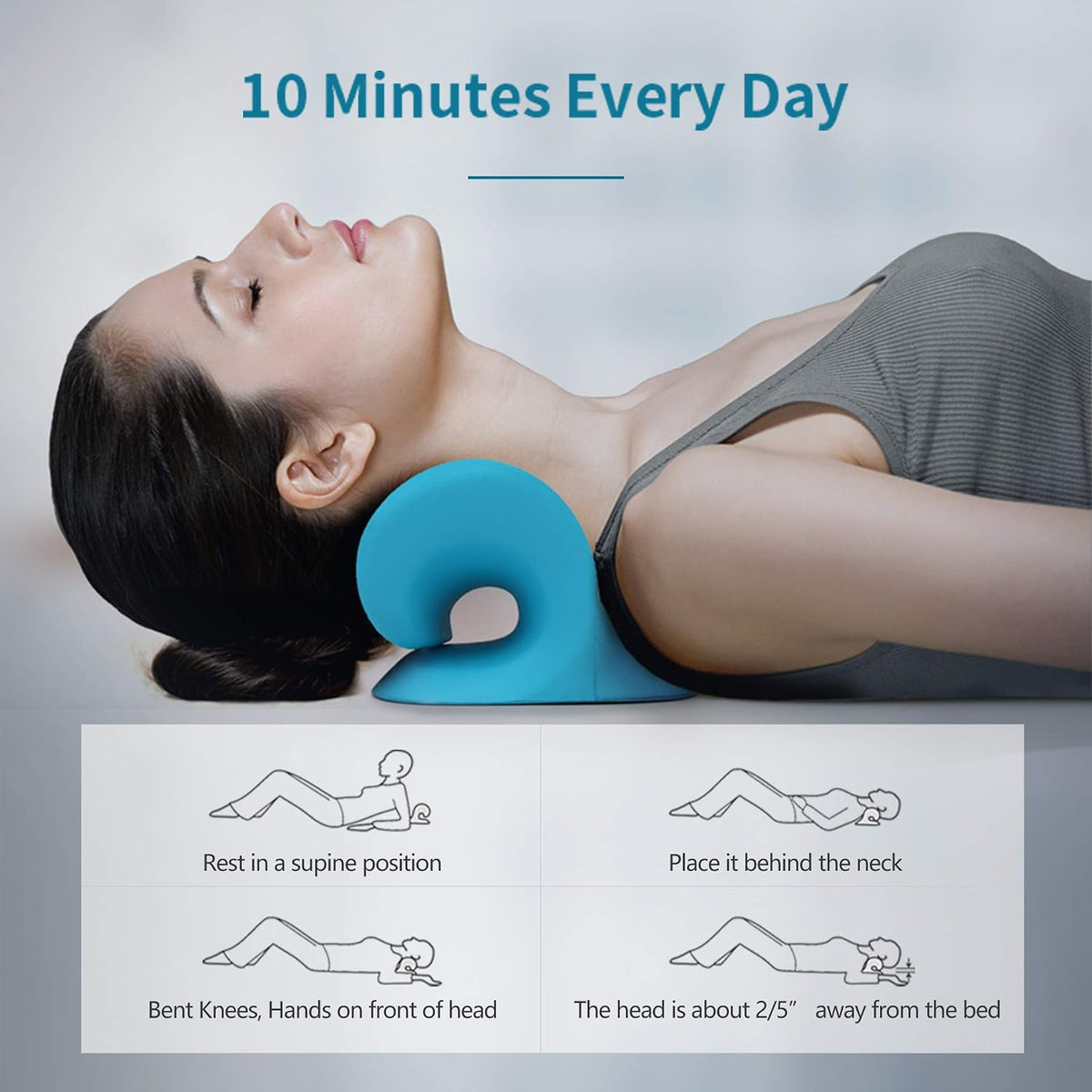 RESTCLOUD Neck and Shoulder Relaxer, Cervical Traction Device for TMJ Pain Relief and Cervical Spine Alignment, Chiropractic Pillow, Neck Stretcher (Dark Blue)