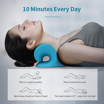RESTCLOUD Neck and Shoulder Relaxer, Cervical Traction Device for TMJ Pain Relief and Cervical Spine Alignment, Chiropractic Pillow, Neck Stretcher (Dark Blue)