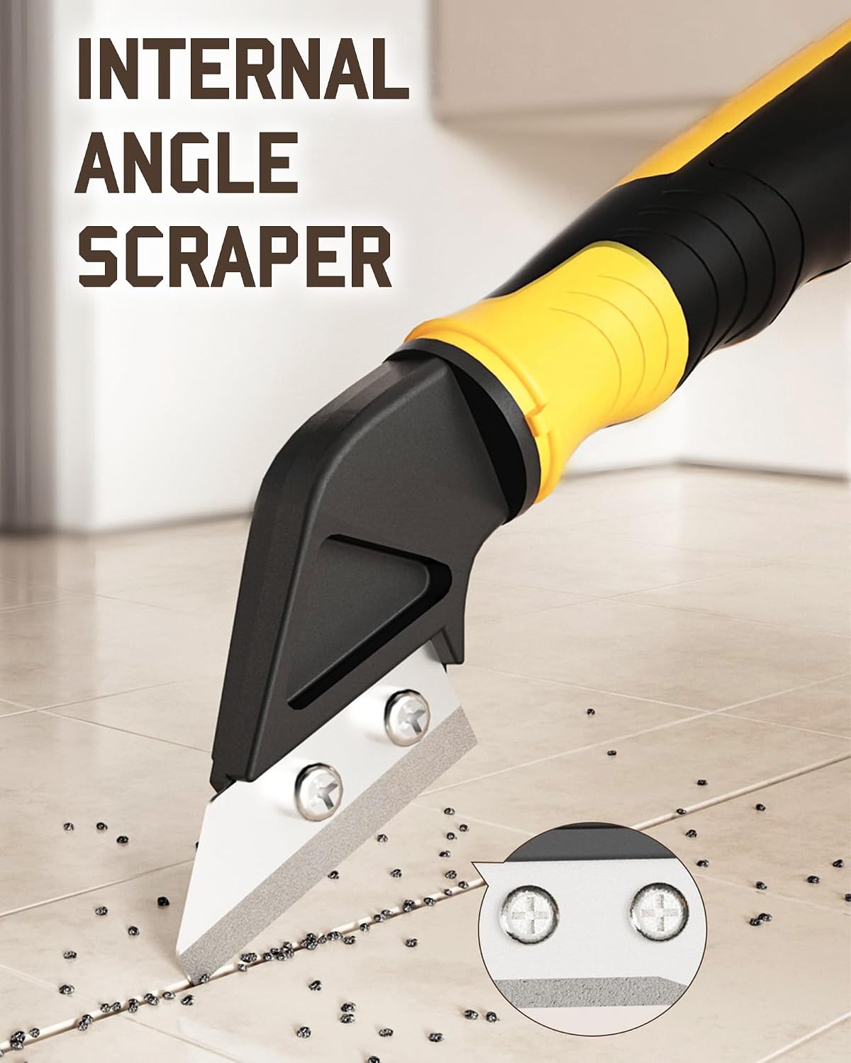 All-in-One Professional Caulk Remover Tool – Multi-Functional Scraper with Interchangeable Heads for Seamless Tile, Grout, and Bathroom Renovation, Ergonomic Handle & Durable Stainless Steel Blade