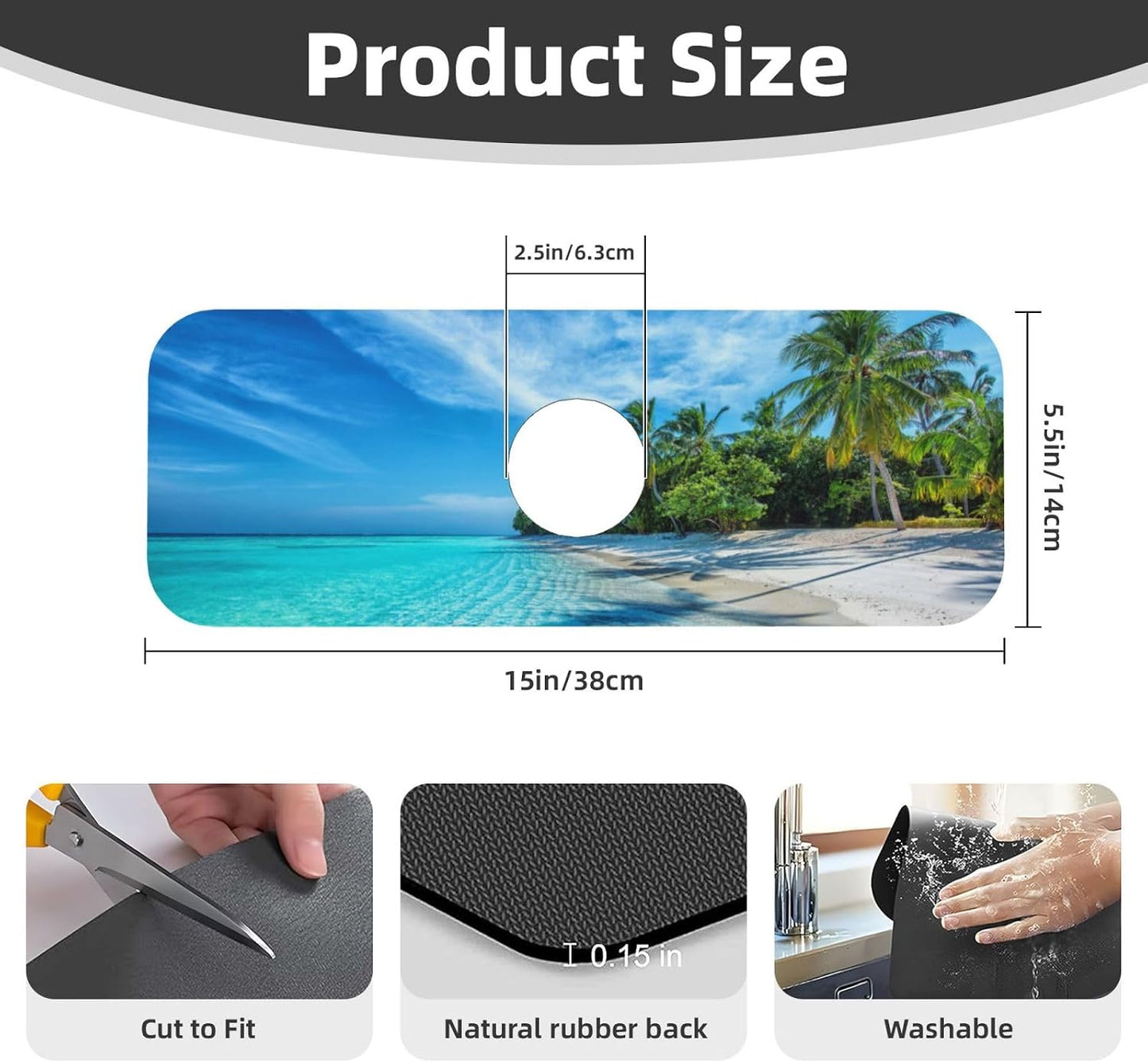 Abstract Flower Blooming Floral Watercolor Kitchen Sink Splash Guard Faucet Mat Super Absorbent Fast Drying Mat Sink Gadgets-Fast Drying Pad Sink Mat For Kitchen Bathroom (15" X 5.5" )