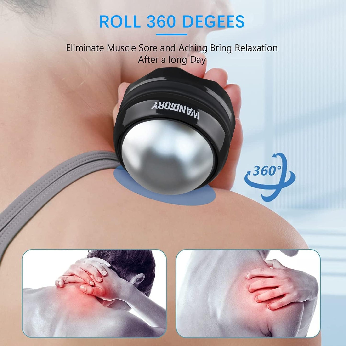 Massage Roller Ball, Neck Massager for Pain Relief, Deep Tissue Massage Tool, Sore Muscle Relief, Lymphatic Drainage, Tummy Tuck Post Surgery Supplies (Blue)