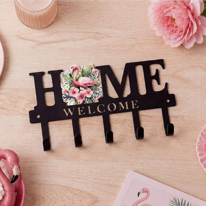 Key Holder Wall Mount Paw Print Metal Key Hooks Organizer Dog Leash Holder with 5 Hooks Rustic Farmhouse Decorative Welcome Home Wall Decor for Entryway Bathroom Dog Lover 9.8 Inch