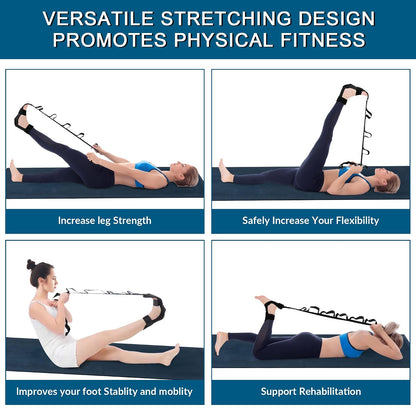 Komzer Foot Stretcher Belt, Foot Stretcher Stretch Strap for Plantar Fasciitis, Heel Spurs, Foot Drop, Achilles Tendonitis & Hamstring. Yoga Foot & Leg Stretch Strap (Black)
