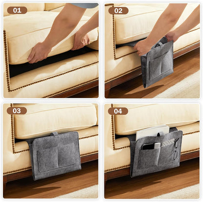 YOUDENOVA Bedside Caddy, Bedside Organizer for Dorm Room, Bunk Bed, Grey