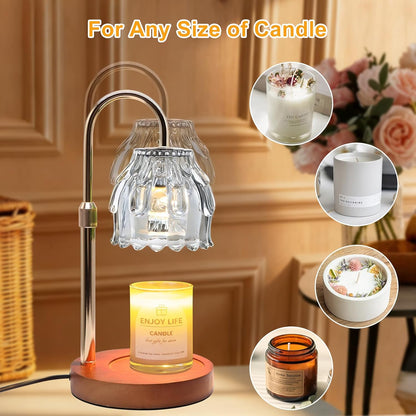 Candle Warmer Lamp with Timer & Dimmer, Birthday Gifts for Women Mom, 4-Level Dimmable Flower Heat Lamp for Jar Candles, Adjustable Height, House Warming Gifts, Home Decor (Purple