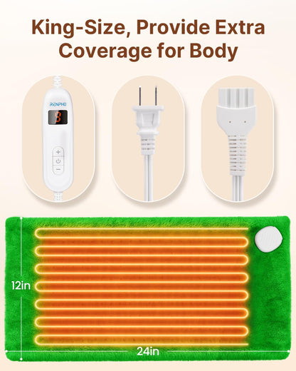 RENPHO Electric Heating Pad for Back with 10 Heat Levels, FSA Eligible HSA | Fit for Neck, Shoulder, Knee, Arm & Leg, Birthday Gift for Women, Men, Mom & Dad, HSA Approved, ETL Certified, 12 x 24", Gray