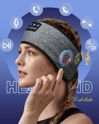 LC-dolida Sleep Headphones Bluetooth 5.4, Headband Headphones Earphones Wireless, Sleep Mask for Gifts,Workout,Jogging,Yoga(Purple)