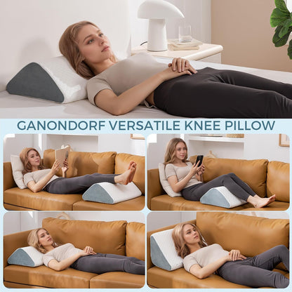 Knee Wedge Pillow for Post-Surgery Recovery-Leg Elevation Support for Sleep Position, Alleviating Lower Back & Hip Pain Enhancing Circulation in Ankles Legs Triangle Pillow with Removable Cover