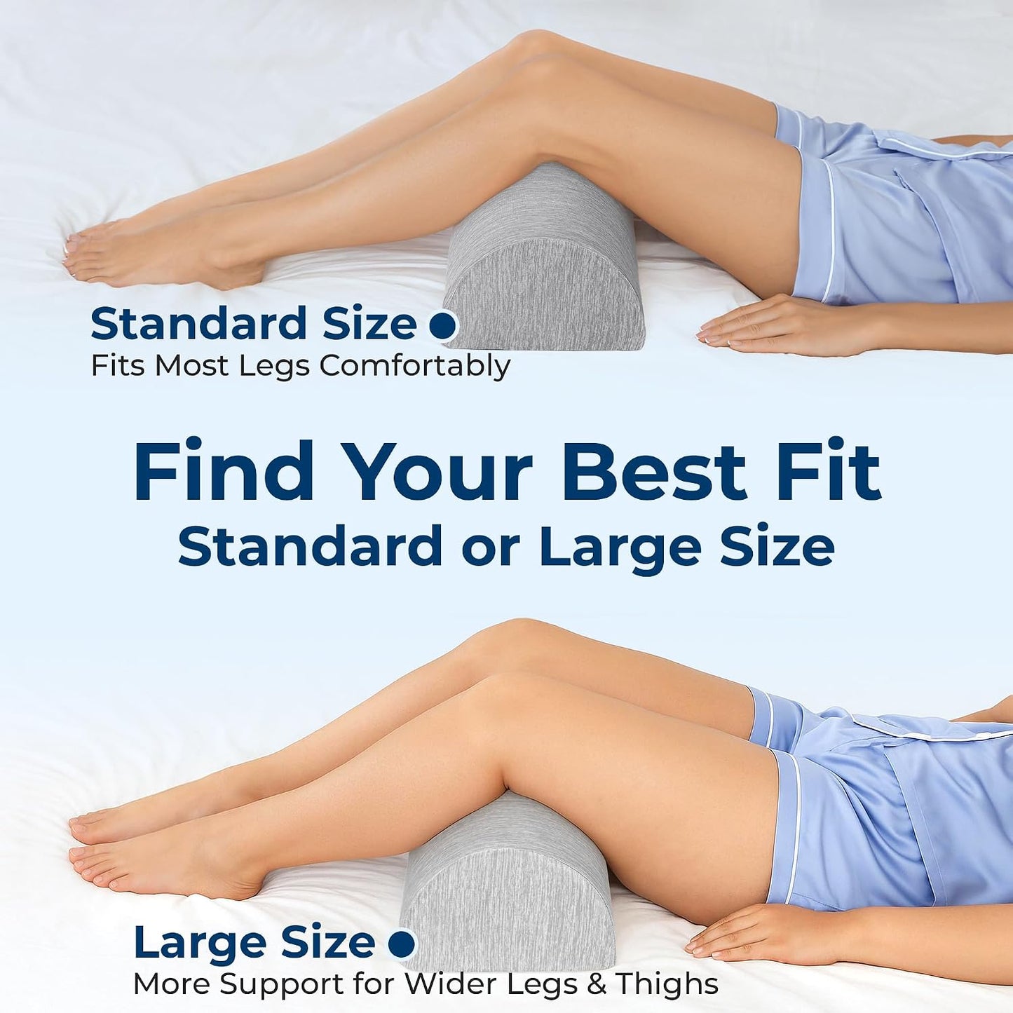 5 STARS UNITED Knee Pillow for Back Sleeping – Half Moon Bolster Pillow for Legs, Under Knee Pillow for Sleeping on Back, Memory Foam Leg Pillow for Back Pain, Gray