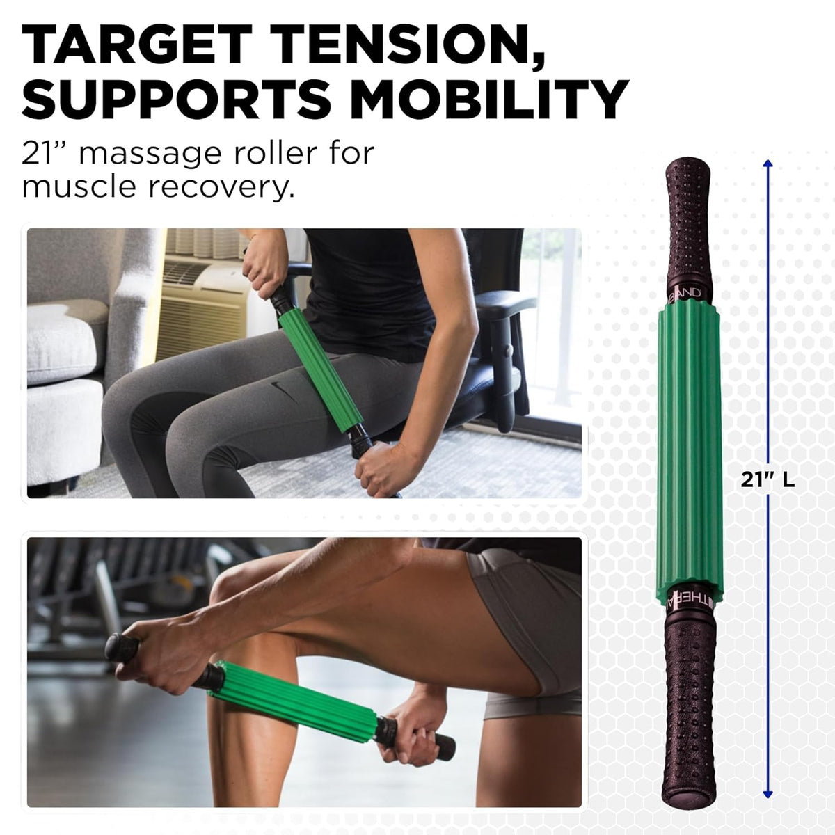 THERABAND Roller Massager, Muscle Massage Tool, Fascia Release, Back, 21"