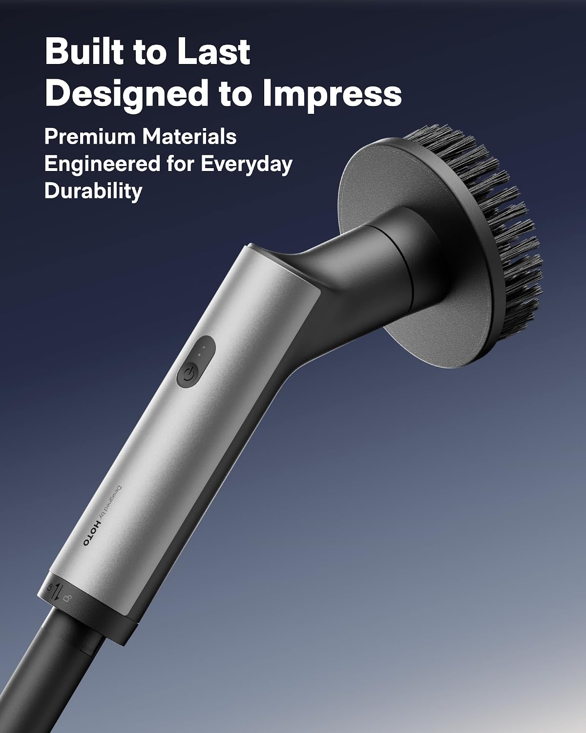 HOTO Swift™ Easycare Cordless Electric Spin Scrubber, for Bathroom, Tile | Extendable Handle, IPX7 Waterproof, with 4 Brush Heads, Shower Scrubber