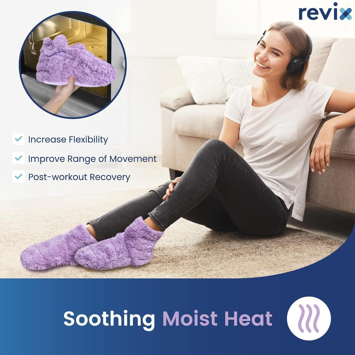 REVIX Microwavable Foot Warmers, Heated Booties for Cold Feet, Purple L