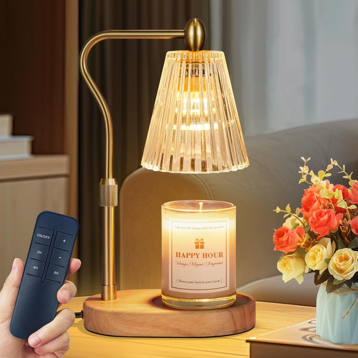 Imenlox Candle Warmer Lamp, with Timer & Dimmer, Adjustable Height, Christmas Birthday Mothers Day Gifts for Women Mom Her, House Warming New Home Thanksgiving Décor (Amber)