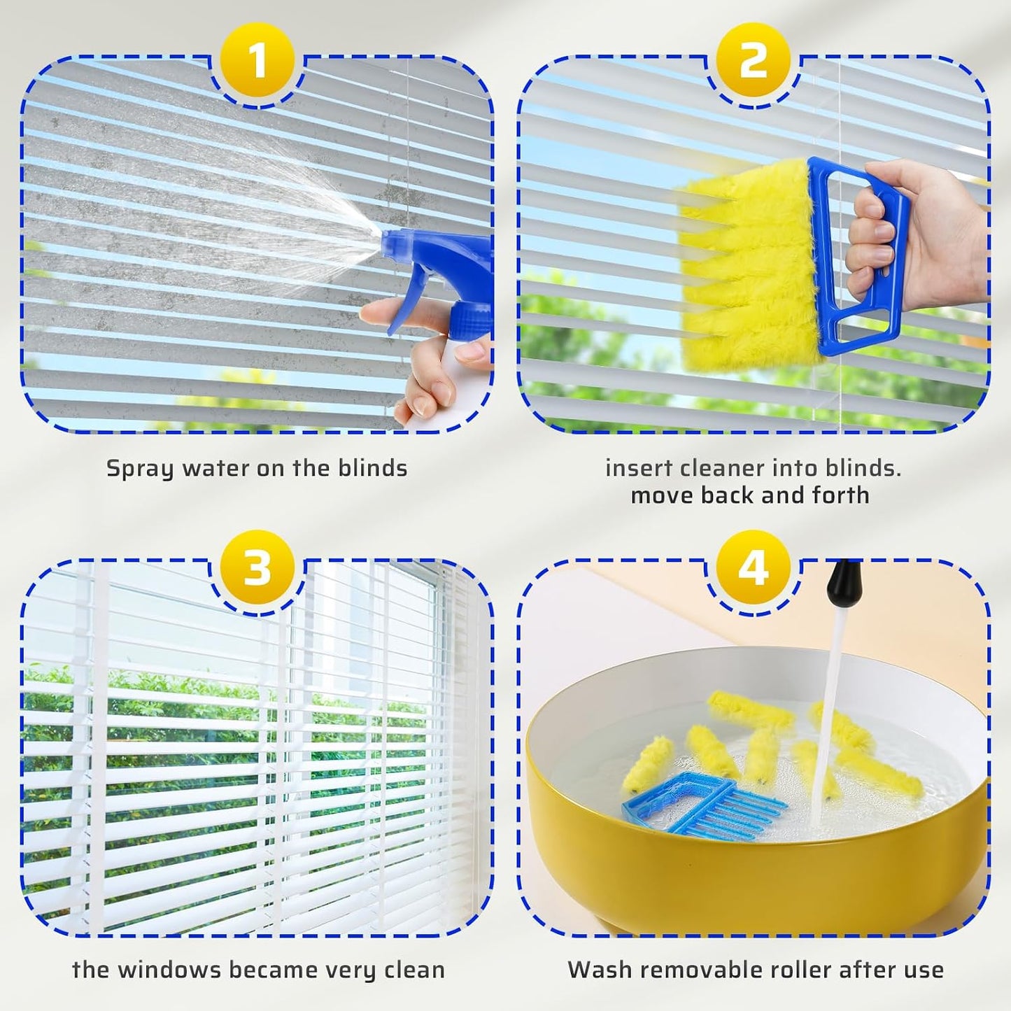 2025 Upgrade 2PCS Blind Cleaner Duster Tool,Window Blinds Cleaner Microfiber Washable,7 Fingers Blind dusters for Cleaning Window,Air Conditioner Vent