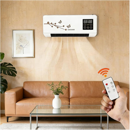 Multifuntional 2 in 1 Wall Mounted Heating System for Bathroom Office Rv Garage, Cooling and Heating Mini Air Conditioner Fan, Quiet 110v Smart Ac Fan Heater Yellow 21.26inx4.92inx7.87in