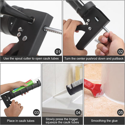 5-In-1 Caulking Tool Kit With Razor Scraper, Silicone Finishing | Caulk Removal And Smoothing, Metal And Plastic Scrapers, For Tile, Glass, Sink, Window And Grout Repair
