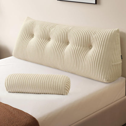 Z-hom Headboard Pillow, Wedge Backrest Cushion, Queen Size,NO Roll Pillow | Grey Triangular Backrest Cushion Equipped,NO Roll Pillow,Ideal for Reading,Sitting Up in Bed&Filling Headboard Gaps
