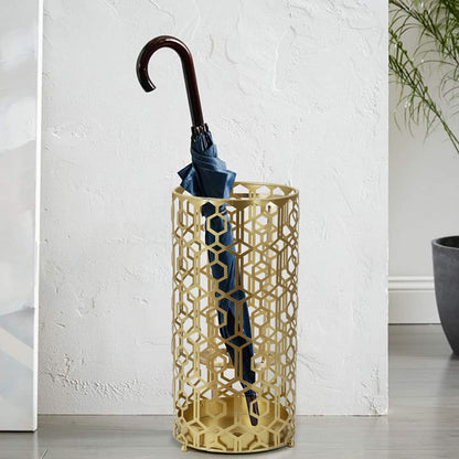 Metal Umbrella Racks, Gold Round Stand Holder Organizer with Drip Tray, Freestanding Holders for Canes Walking Sticks Entryway Home Office (Gold)