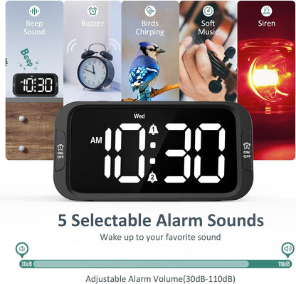 Odokee Digital Dual Alarm Clock for Bedroom with 0-100% Dimmable Display