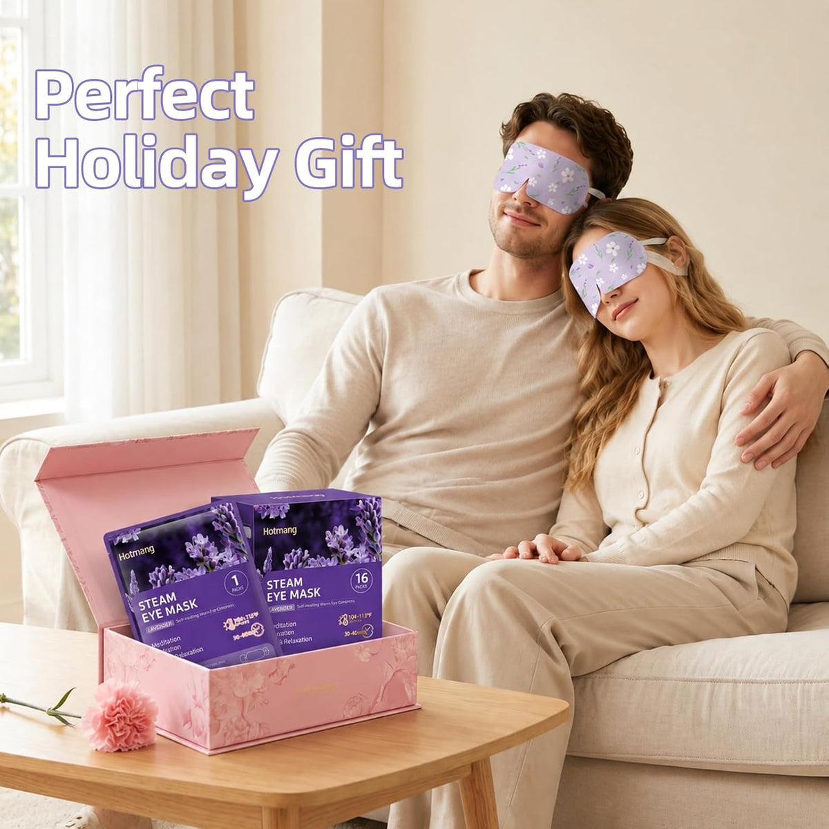 16 Pack Self Heating Steam Eye Mask - Disposable Warming Eye Mask for Dry Eyes, Travel & Sleep Essential, Soothing Relief for Eye Fatigue, Ideal Spa Gift (Lavender)