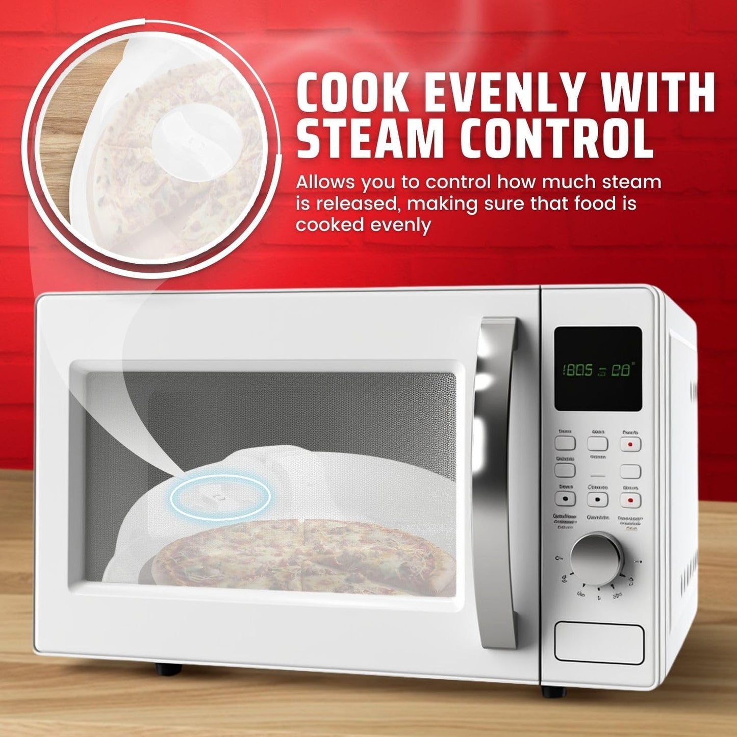 Flexzion 10.5 Inch Microwave Splatter Cover - BPA-Free Anti-Splatter Microwave Cover with Adjustable Steam Vent, Dishwasher Safe, Transparent Plastic Food Covers for Microwave Cooking | Transparent Dishwasher-Safe Plate Cover with Adjustable Steam Vent