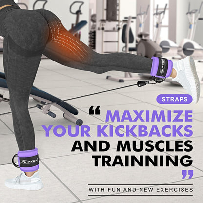 HPYGN Ankle Strap for Cable Machine, Padded Ankle Straps for Cable Machine Kickbacks, Glute Workouts, Leg Extensions, Curls, Booty Hip Abductors Exercise, Adjustable Comfort Ankle Cuff for Gym
