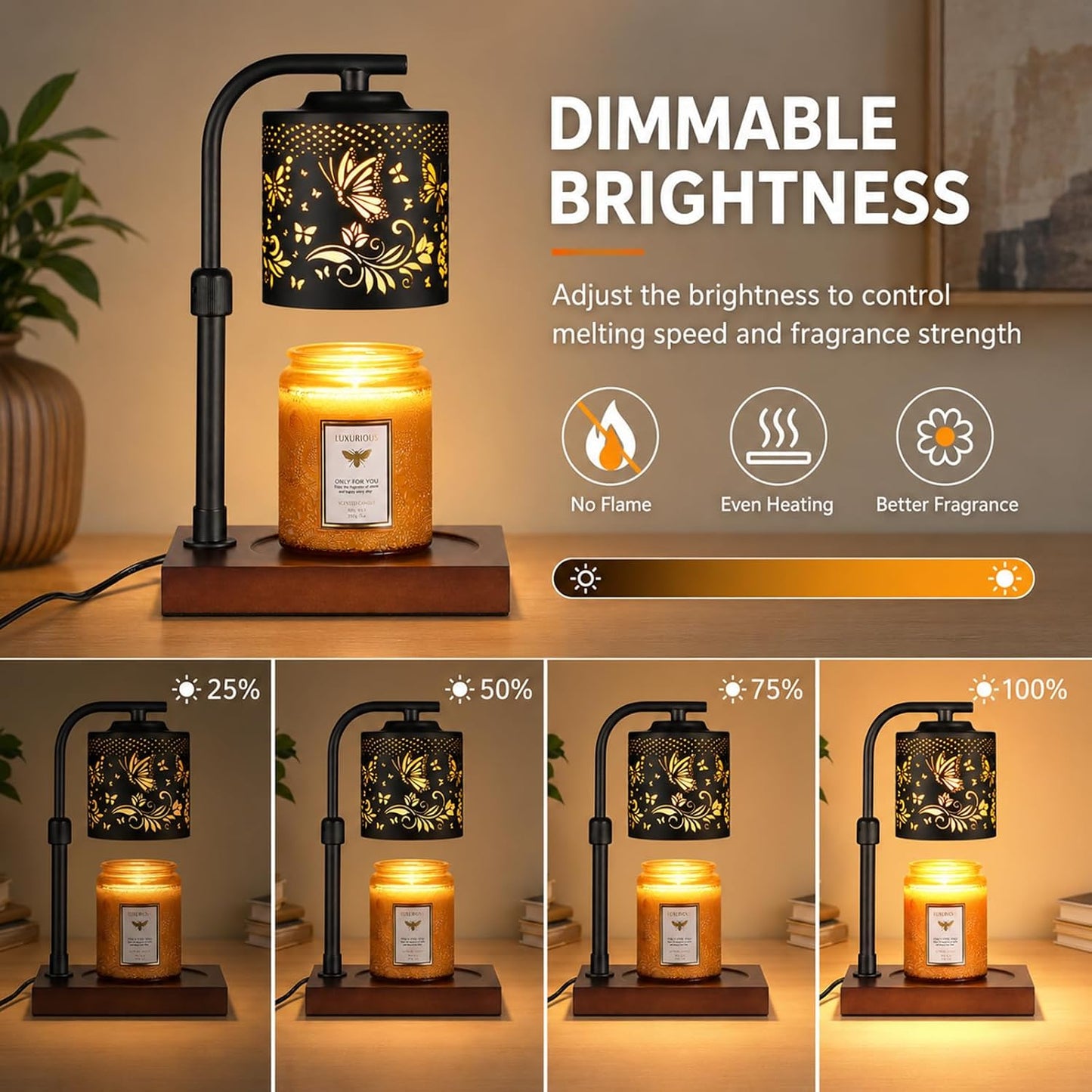Candle Warmer Lamp Adjustable Height Dimmable for Jar Candles Hummingbird