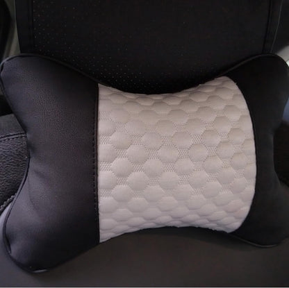 2 Packs Car Neck Pillows, Dual-Side PU Leather Car Headrest with Fiber Filling, Universal Soft Neck Support Pillow for Car, Home & Office (Black)