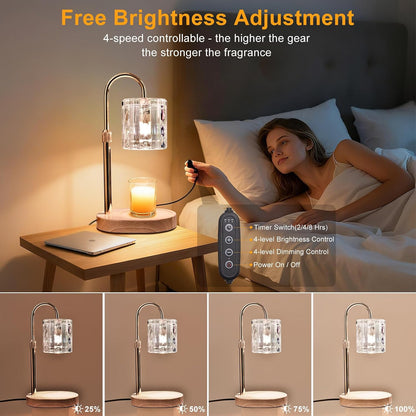 Candle Warmer Lamp with Timer & Dimmer, Birthday Gifts for Women Mom, 4-Level Dimmable Flower Heat Lamp for Jar Candles, Adjustable Height, House Warming Gifts, Home Decor (Purple