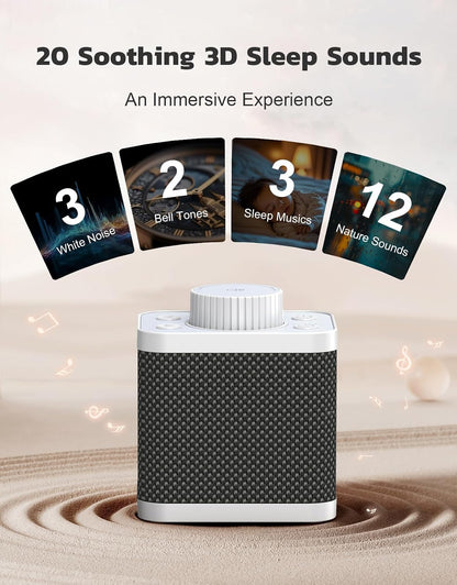White Noise Sound Machine with 20 Soothing Sounds, 18-48h Powerful Battery, 3 Timers Memory Function and White Noise Machine for Sleeping, Portable Sound Machine for Baby Adult Fathers Day Gift