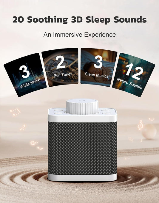 White Noise Sound Machine with 20 Soothing Sounds, 18-48h Powerful Battery, 3 Timers Memory Function and White Noise Machine for Sleeping, Portable Sound Machine for Baby Adult Fathers Day Gift