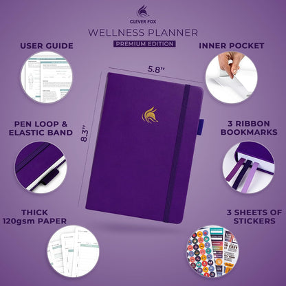 Clever Fox Wellness Planner & Food Journal for Weight Loss, A5 Orange | 5.8"x8.3" nutrition & exercise tracker for women tracking meals, diet & symptom diary, calorie counter notebook, stickers