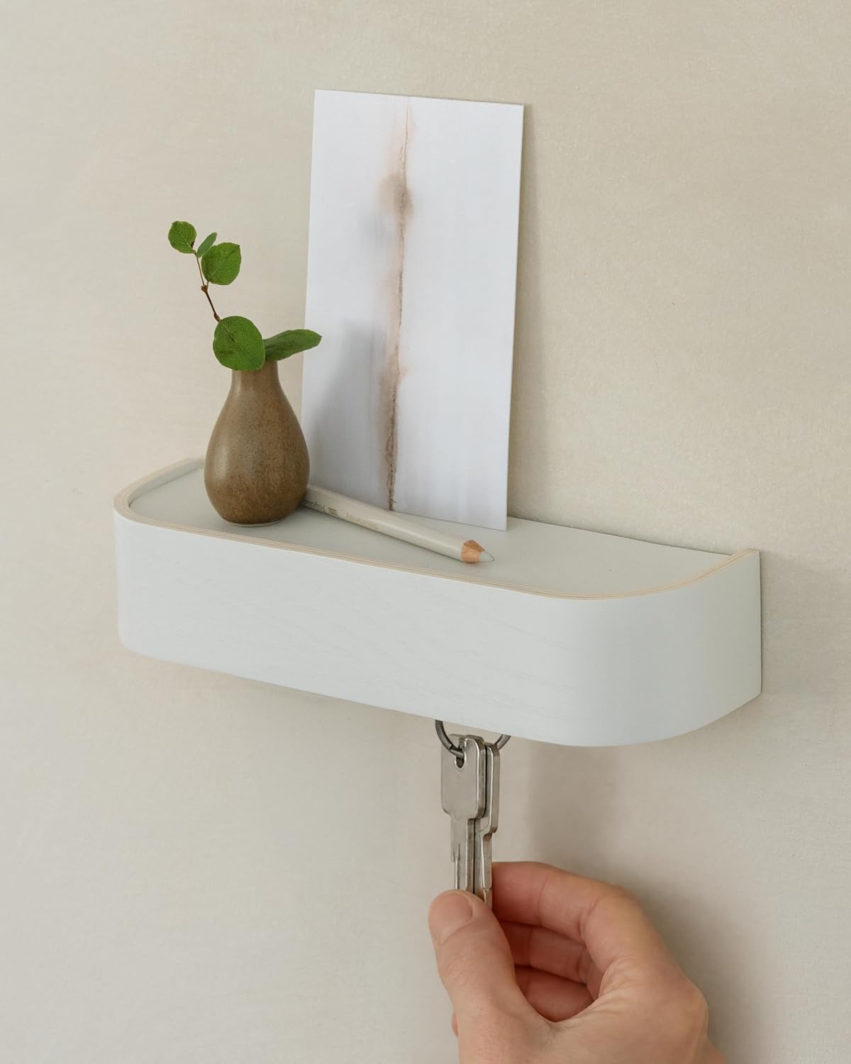 Kazai. Key Holder 'Toke' | Minimalist Key Hook Design from Berlin | Modern Key Holder Wall Mount with Wooden Shelf | Key Rack for Wall as Entryway Organizer | Walnut