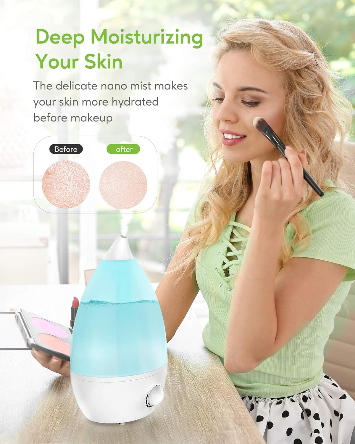 MEGAWISE 3.5L Cool Mist Humidifier – Ultra-Quiet Ultrasonic Vaporizer with Top-Fill Design, Essential Oil Diffuser, 7-Color Night Light & Auto Shut-Off