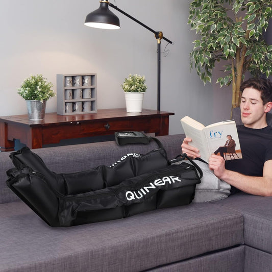 QUINEAR Leg Recovery Compression System for Athlete Post Workout, Professional Sequential Device for Massage Therapy, Foot and Leg Recovery Boots, Improve Circulation Reduce Muscle Soreness (Medium)